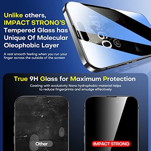 מגן מסך זכוכית פרטיות חזקה לאייפון 14 פרו מקס [6.7 אינץ'] מגיני מסך זכוכית מחוסמת נגד שריטות עם [ערכת התקנה קלה] [קשיות